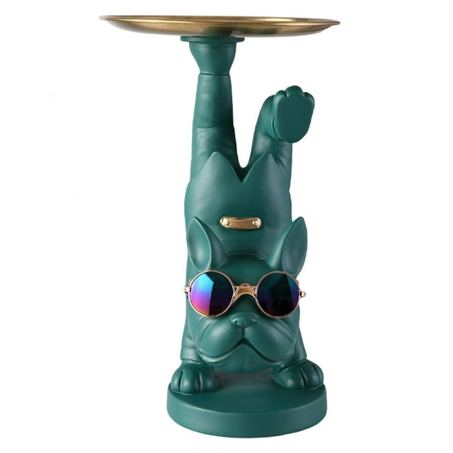 Estatua con bandeja de almacenamiento de resina, lindas esculturas francesas, llavero, joyería Verde