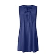thumbnail image 4 of Hyknon Robes d'Été pour Femmes Mode Couleur Unie Col Rond Sans Manches Robes Plissées Fluides Amples Sans Manches avec Poches, 4 of 5