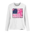 thumbnail image 4 of Luxalzxs Breast Cancer Awareness Tops for Women Cute Long Sleeve Pink Ribbon USA Flag Print Shirts Causal Crewneck Pullover Tops T Shirt Blouse, 4 of 4