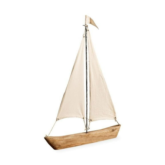 Mercana Tartane (32"H) Nautical Inspired Sailboat in Natural Brown Wood
