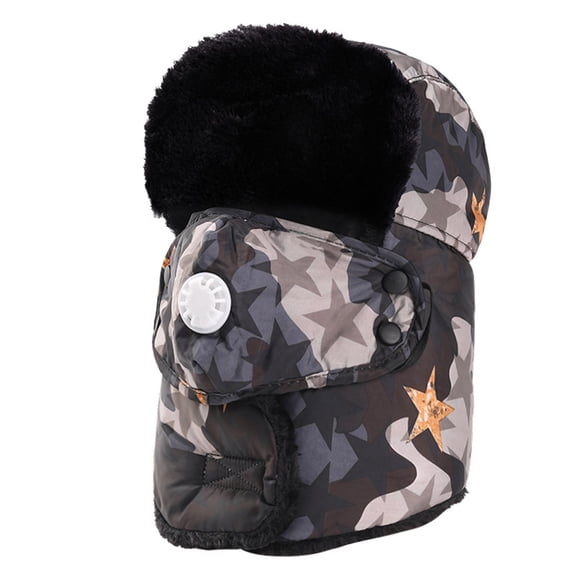 Winter Trapper Hat Snow Ski Hats Faux Fur Flat Top Winter Hat Ushanka Style Cold Shield Warm Suedette Skiing Cap Winter Hats with Ear Flaps Outdoor Activities and Daily Blue One Size