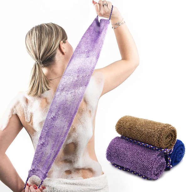 Dr.Pedi 3 Piezas de Esponja de Red Africana con Asas Red Exfoliante Africana Larga Toallita de Baño Esponja de Red de Tela Red de Lavado Depurador de Espalda Corporal para Ducha Lufa