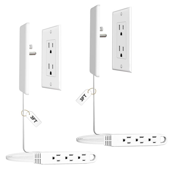 Cable de extensión CABOCASA de 3 pies con 3 salidas, 13 A, 125 V, 1625 W, blanco