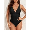 thumbnail image 3 of SHEWIN Swimsuit Women One Piece Tummy Control Deep V Neck Bathing Suits for Women Swimwear Black S-XXL, 3 of 11