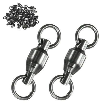 Uxcell 30-Pack Ball Bearing Fishing Swivels, 4# 0.91In (23mm) Stainless Steel Lure Leader Line Connector for Fishing [Black]