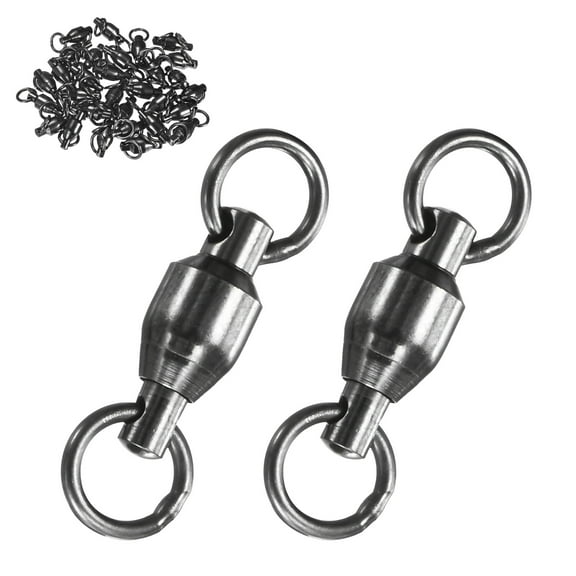 Uxcell 30-Pack Ball Bearing Fishing Swivels, 4# 0.91In (23mm) Stainless Steel Lure Leader Line Connector for Fishing [Black]