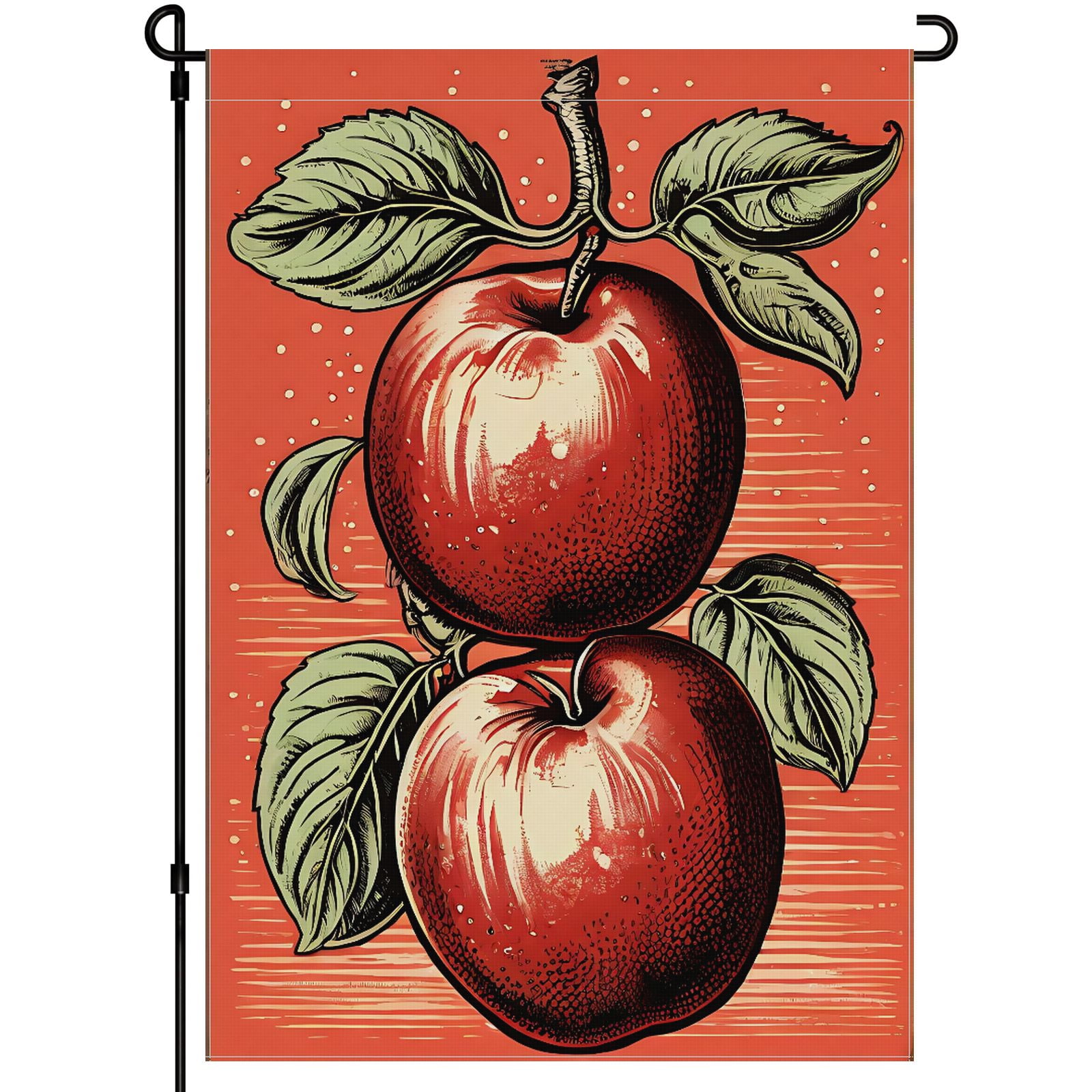 Modern Autumn Durable Porch Flag for Home Backyard Balcony Outdoor Farmhouse Deco Double Colored Vintage Illustration Fruits Apple Camping Flag Versatile Washable Outdoor Garden Decor 28x40inch