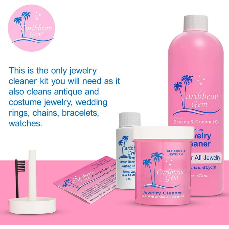 Sunshine Premium Jewelry Cleaner & Tarnish Remover Kit Includes Cream,  Solution, Brush Plant Based Safe for Many Metals Stones 