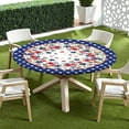 thumbnail image 5 of 4th of July Round Fitted Tablecloth with Elastic Edge,Water-Resistant Picnic Patriotic Independence Memorial Day Table Cover for 48-52" Found Tables Red White Blue Table Cloth for Outdoor,Patio, 5 of 6