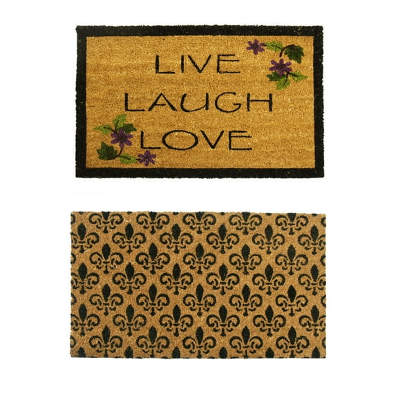 Rubber-Cal "Coir Entry Door Mats" - 2 Coir Door Mats - 18" x 30"