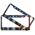 thumbnail image 2 of Oil Painting American Flag with Forest License Plate Cover 2 PCS Memorial Day Independence Day Licenses Plates Frames Front Licenses Plate Covers Car Tag Frame Fits All Car 2 Holes License Plate, 2 of 6