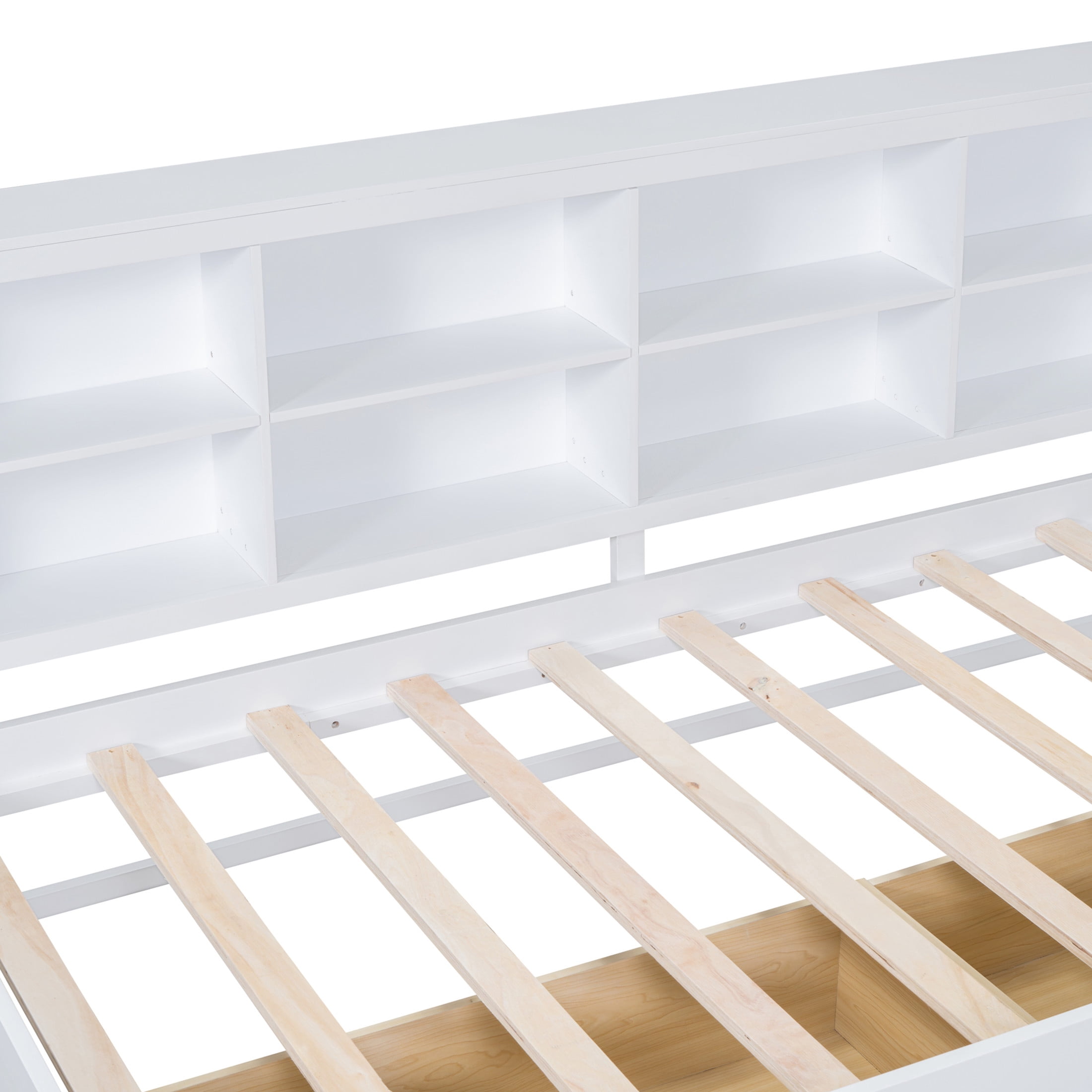 Noble House Twin Wooden Daybed with 2 Drawers, Storage Shelves and USB Charging Ports, White