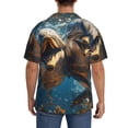 thumbnail image 3 of Rateoe Playful Dolphins Underwater Pattern Men's Short Sleeve Classic Shirt, Casual Short-Sleeved Shirt, Lightweight Summer Shirt, Cuban Collar Shirt,Button-Front Shirt-X-Large, 3 of 5