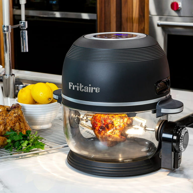 Fritaire Self-Cleaning Glass Bowl Air Fryer, 5 Qt, 6-in-1 Functions, BPA  Free, Rotisserie, Tumbler - White