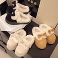 thumbnail image 5 of Nuevas zapatillas de mujer de terciopelo con lazo y suela gruesa de tacón plano de otoño e invierno | Zapatillas peludas modernas, sencillas y ligeras., 5 of 5