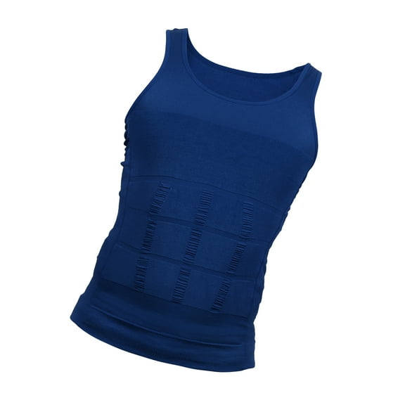 Vocoste Men Body Slimming Tummy Shaper Control Underwear Stretch Shapewear Waist Girdle Shirt Nylon L Dark Blue