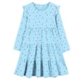 thumbnail image 3 of HBGVBA Girls Long Sleeve Dresses,Print Color Midi Sundress,5-13 Years Crew Neck 3-Tiered Cake A-Line Knee-Length Dress, 3 of 4