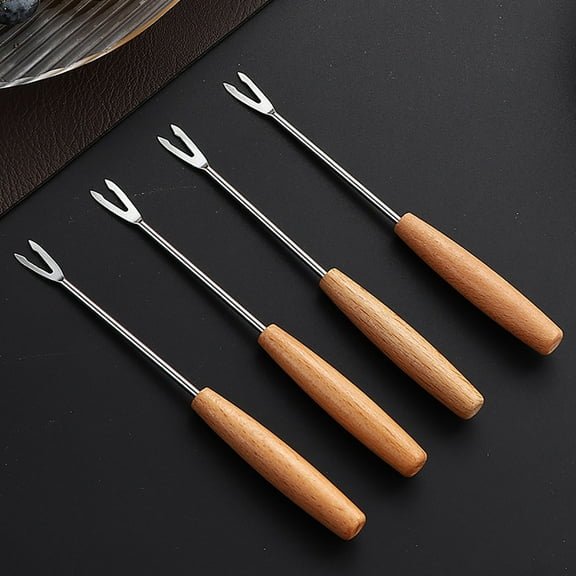 Zmeidao Fondue Forks, Stainless Steel Fondue Sticks, Cheese Fondue Skewers with Wooden Handle for Chocolate Fountain Cheese Fondue Dessert Fruits