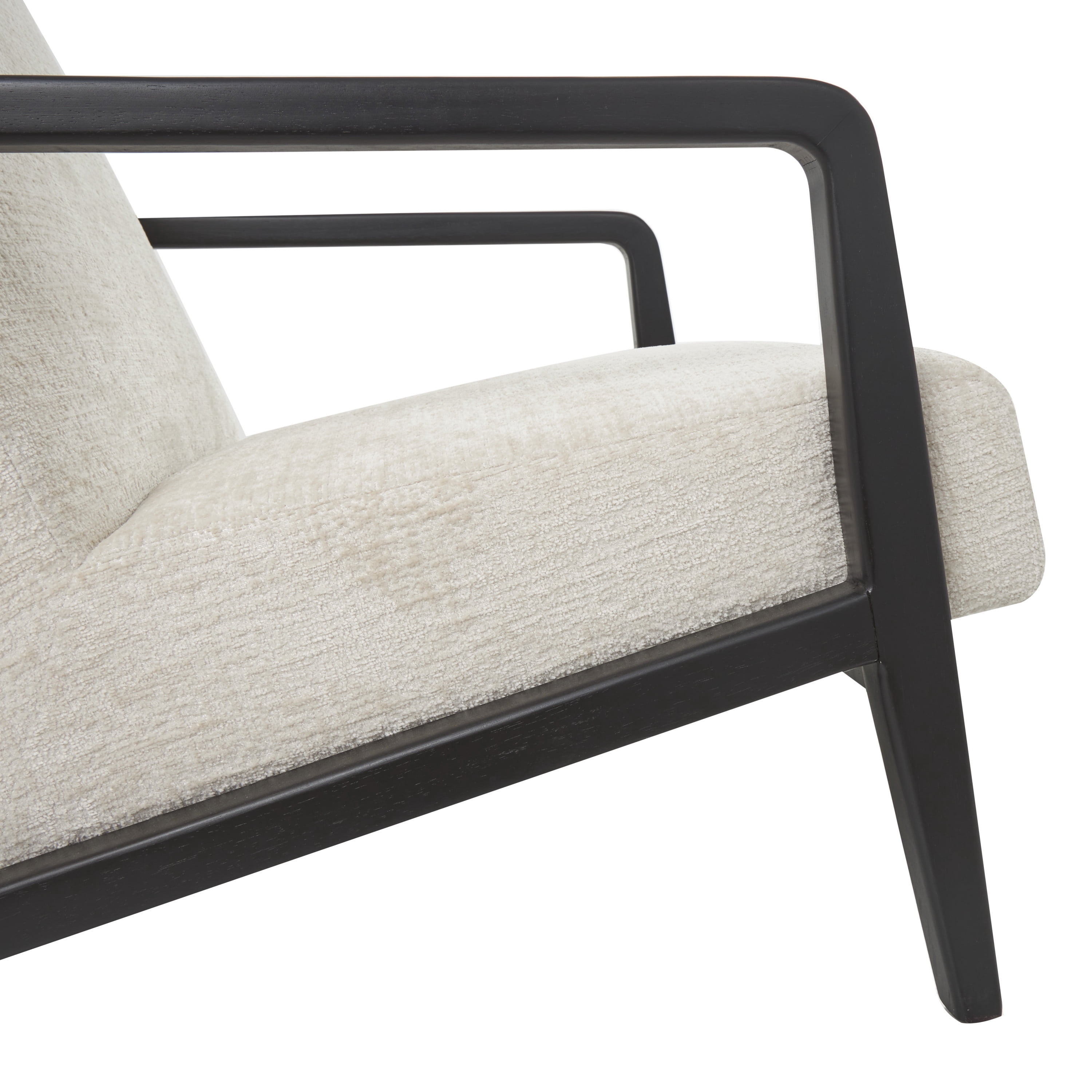 DecMode Polyester Mid Century Modern Boucle Lounge Chair with Black Wood Frame, Cream
