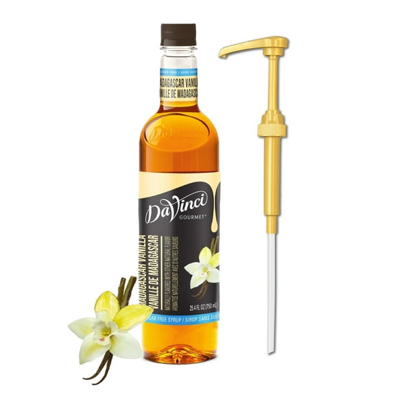 DaVinci Gourmet Sugar Free Madagascar Vanilla Syrup, 750ml Bottle   Gold Pump