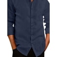thumbnail image 4 of DYMADE Men Lapel Long Sleeve Solid Button Up Slim Fit Shirt, 4 of 4