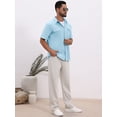 thumbnail image 2 of DARING DIVA Men's Linen Chest Pockets Short Sleeves Button Down  Shirt XL Sky Blue, 2 of 7