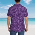 thumbnail image 4 of Zufioo Purple Glitter Hawaiian Shirt for Men,Beach Shirts Tropical Vacation Shirts,Sleeve Casual Button Down Shirt with Pocket for Travel,Beach,Party,daily,Small, 4 of 7