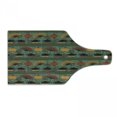 thumbnail image 1 of Tea Party Cutting Board, Ethnicity Theme Grunge Bamboo Branches Chinese Lanterns, Decorative Tempered Glass Cutting and Serving Board, Wine Bottle Shape, Reseda Green Marigold, by Ambesonne, 1 of 1