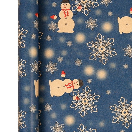 Christmas Wrapping Paper Roll 17 Inch X 9.8 Ft, Xmas Wrapping Paper Roll Snowman Snowflake Design, Wrapping Paper For Christmas New Year Winter Holiday,Gift Wrap For Birthday Gifts