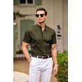 thumbnail image 5 of COOFANDY Men's Short Sleeve Button Down Shirt Muscle Fit Mandarin Collar Shirts Business Casual Outfits, 5 of 6