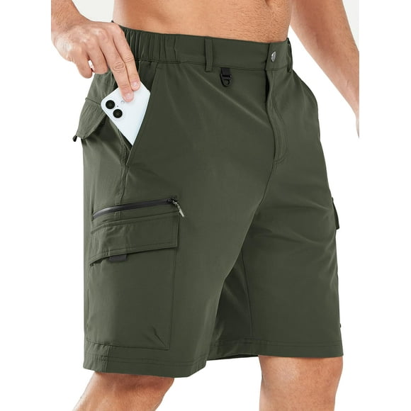 Pantalones cortos cargo NORTHYARD, ligeros y de secado rápido para hombre, color verde militar