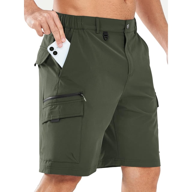 Pantalones cortos cargo NORTHYARD, ligeros y de secado rápido para hombre, color verde militar