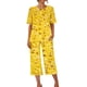 thumbnail image 2 of Puntoco Conjunto de pijama y pantalones de manga corta con cuello redondo y estampado para mujer con bolsillos Puntoco Puntoco-2739, 2 of 8