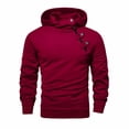thumbnail image 3 of Hoodies for Men Solid Color Long Sleeve Slim Fit Pullover Sweatshirt Casual Fashion Button Zipper Open Close Gym Sports Sweatshirt Warm Fall Winter Top, 3 of 6