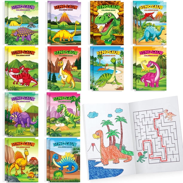 Libros para colorear BenLouis Dinosaur Mini, 24 unidades, para fiestas infantiles
