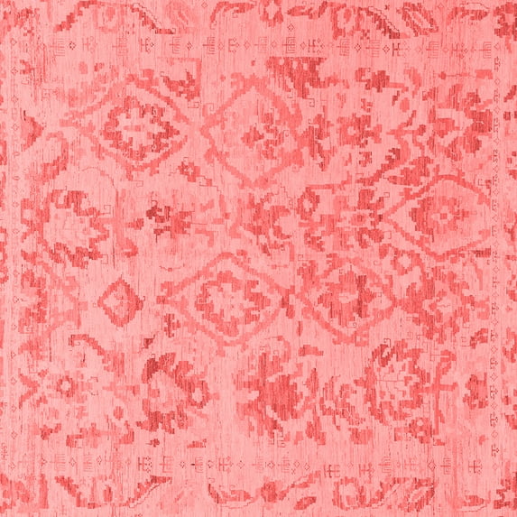 Ahgly Company Machine Washable Indoor Square Oriental Red Traditional Area Rugs, 7' Square