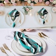 thumbnail image 2 of Aqua Stripe Cloth Napkins, Ombre Grey Moire Geometric Modern Abstract Washable and Reusable Dinner Napkins Set of 4, Table Napkin for Kitchen Party Birthday Wedding Hotel Housewarming 20"x20", 2 of 8