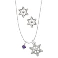 thumbnail image 1 of Delight Jewelry Purple Velvet Crystal Bicone Silver tone Snowflake Charm Necklace and Stud Earrings, 1 of 4