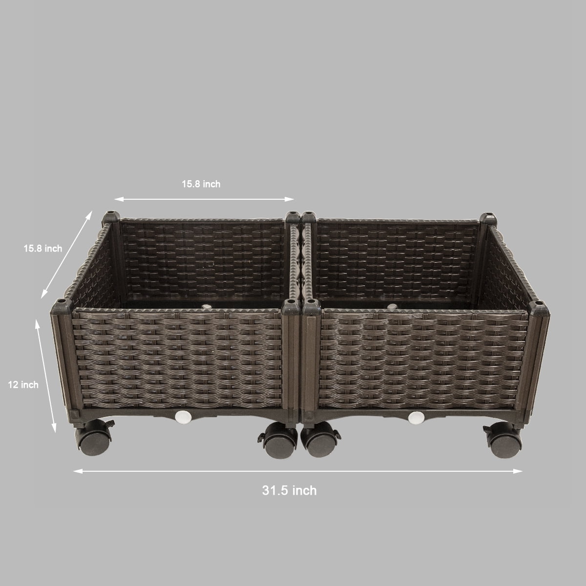 Barton Garden Bed 2-Piece Elevated Planter Box with Wheels for Vegetables, Flowers, Herbs Outdoor