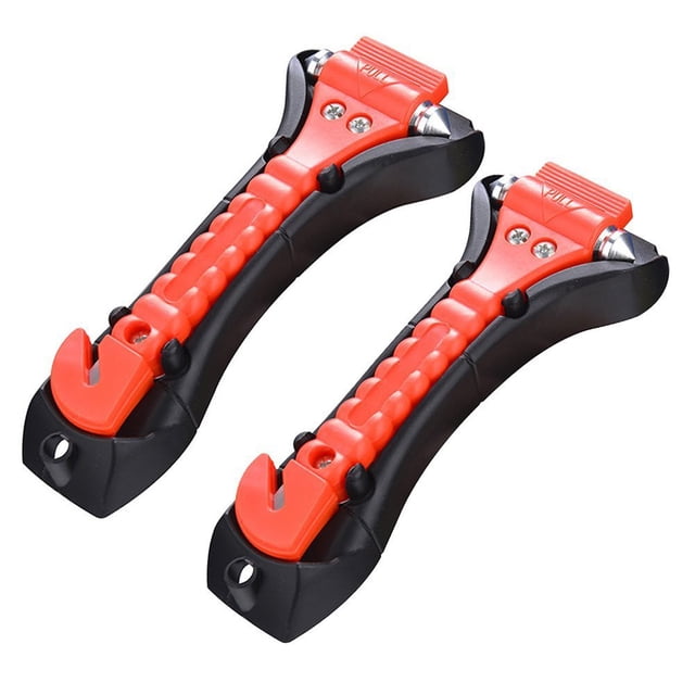 2 Pieces Car Safety Anti-Slip Hammer Seat Belt Cutter Emergency Class/Window Puncher Auto Rescue Disaster Escape Life Saving Hammer Tool Large