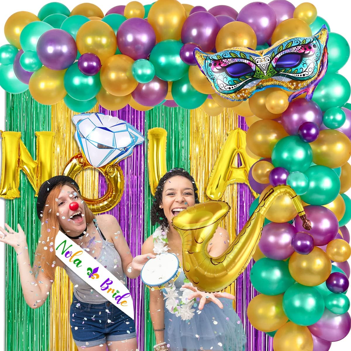 Sursurprise Mardi Gras Balloons Garland Kit Bachelorette Party