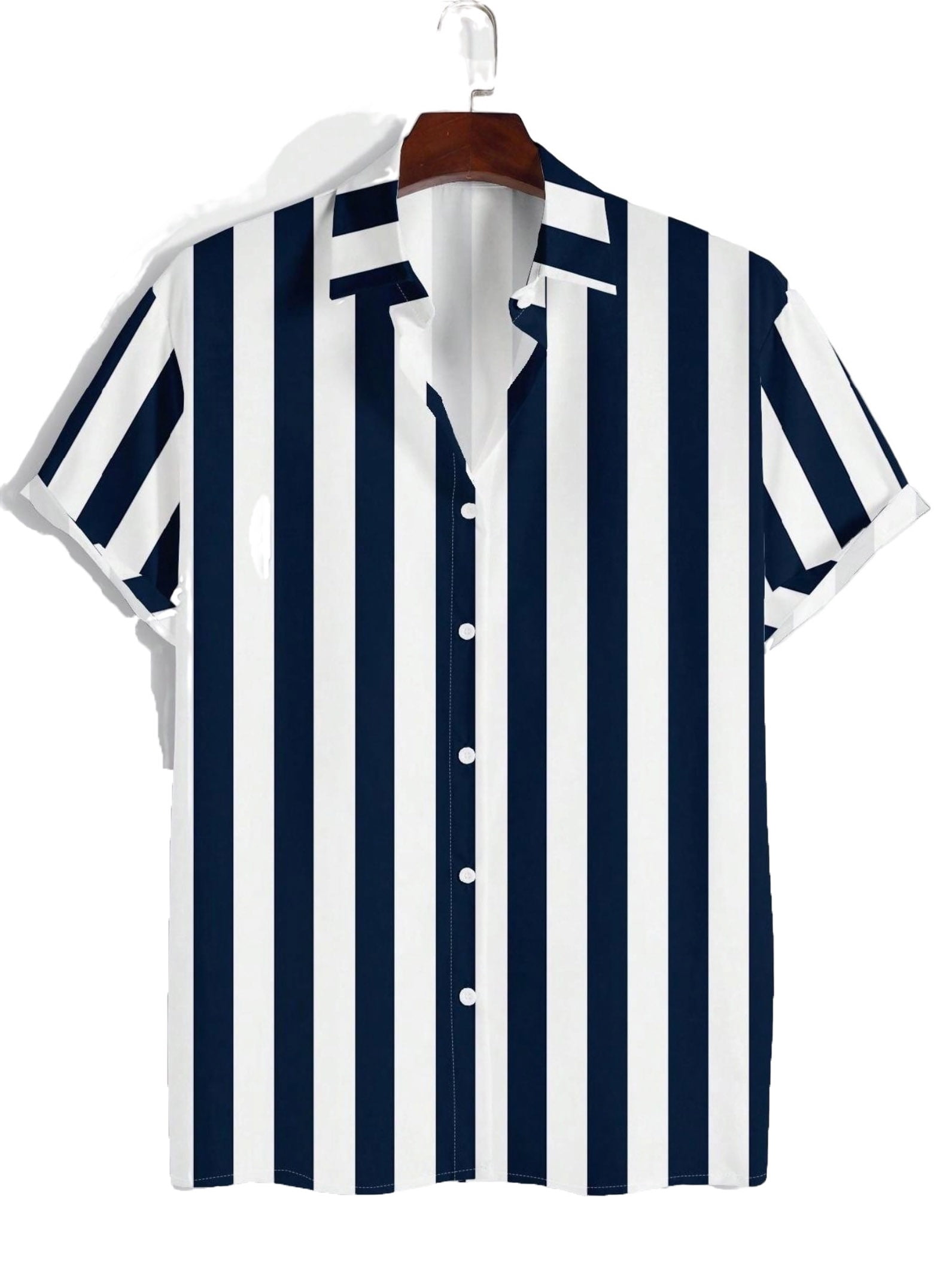 【2plan】Belu Stripe Collar Short Sleeve T-shirt Men's Shirts Casual Striped Collar Short Sleeve Navy Blue XL
