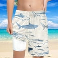 thumbnail image 2 of Rhoudy Swim Trunks Boys Cartoon Prints Swim Trunks With Compression Liner 4-Way High Waist Stretch Quick Dry Bathing Suit Basic Wear Beige 10-12 Years, 2 of 5