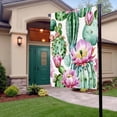 thumbnail image 3 of Garden Flag Double-Side Printed House Flag Pink White Flowers Yard Flag Green Cactus Welcome Banner Decor Outdoor Holiday Decorations 12*18in, 3 of 8