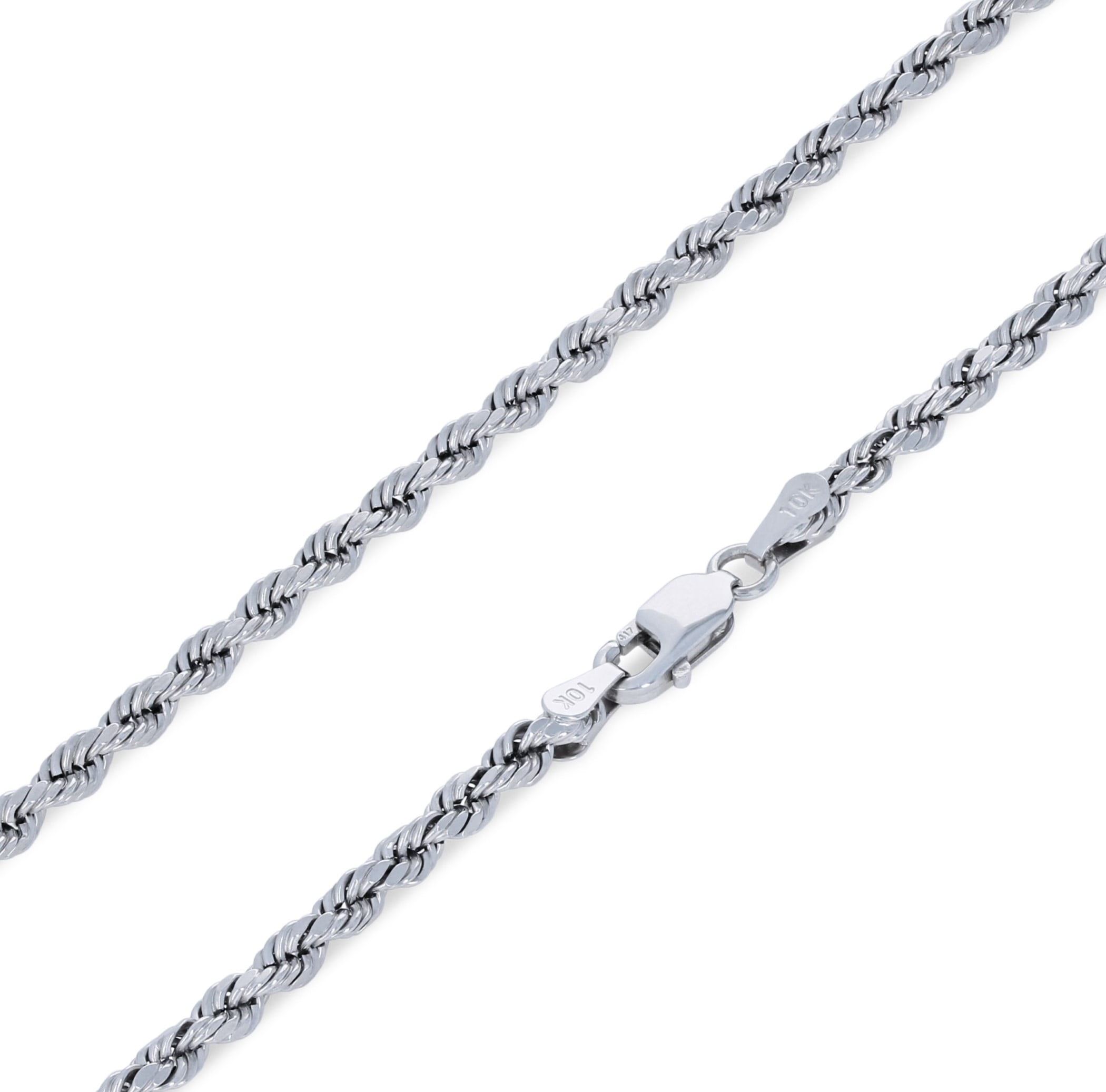 Nuragold 10k White Gold 3mm Solid Cuban Link Chain Curb Pendant Necklace, M : Nuragold 10K Real White Gold Franco Square Box Chain