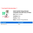 thumbnail image 2 of Intake Variable Timing Solenoid - Compatible with 2000 Volvo S70 Base, 2 of 2