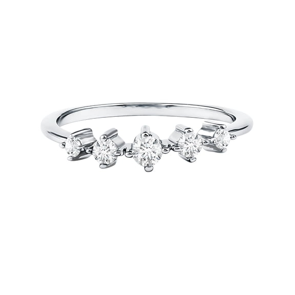Rosec Jewels Certified Lab Grown Diamond Promise Ring for Women - EF-VS Grade - 5 Stone Diamond Stackable Ring - with Jewelry Box, 925 Sterling Silver, US 4.00
