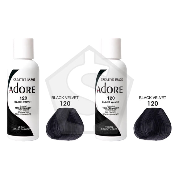 Bundle of 2 - ADORE SEMI Permanent Hair Color (4oz) - 120 Black Velvet