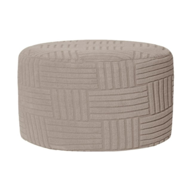 DOLITY Ottoman Cover Round Round Ottoman Storage Cover for Bedroom Footrest Ottoman Khaki
