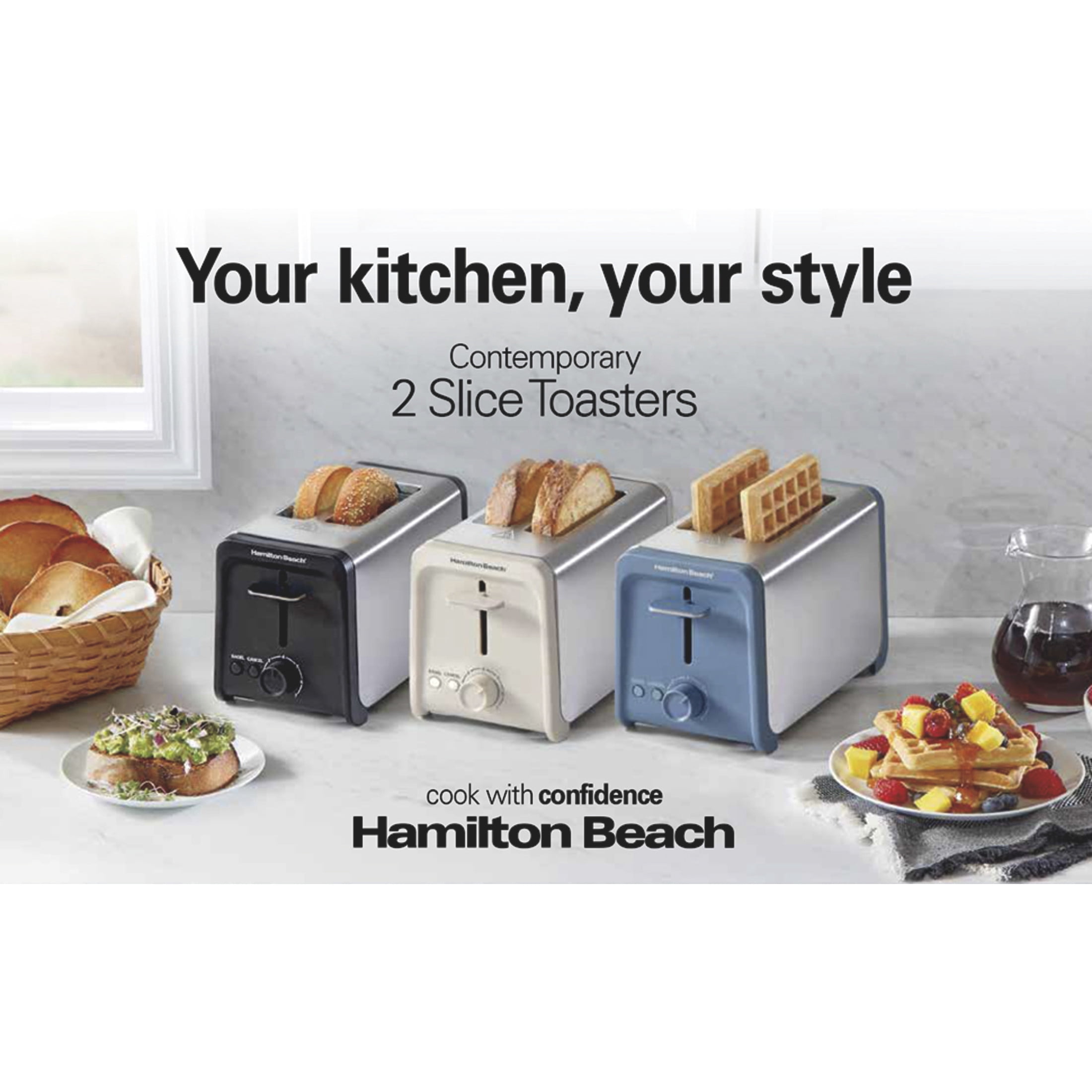 Hamilton Beach Contemporary 2 Slice Toaster with Wide Slots, Bagel